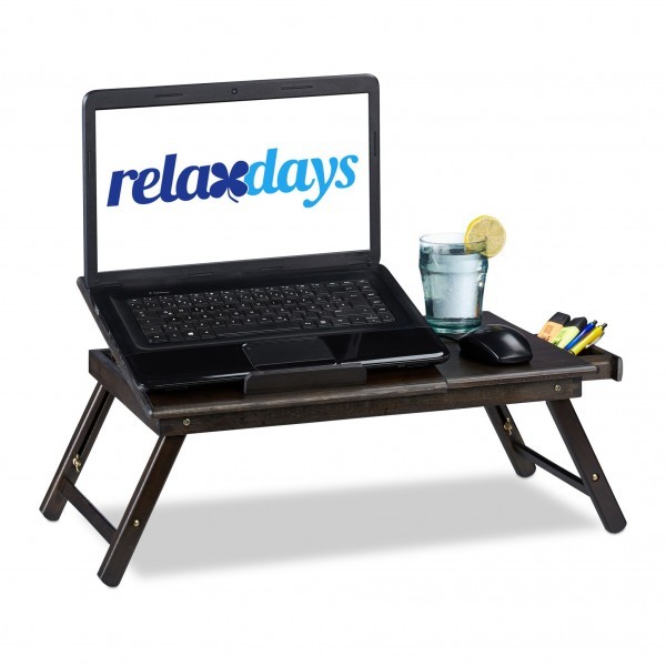 Relaxdays - Bambus Laptoptisch dunkelbraun, Dunkelbraun