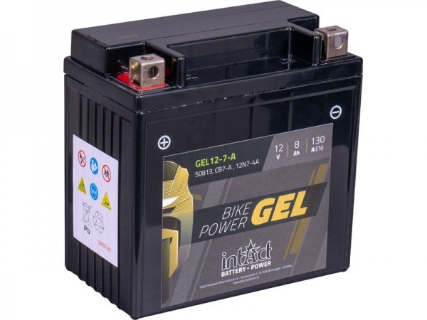intAct GEL12-7-A (YB7-A, 12N7-4A, GTX7E-BS), Gel Motorradbatterie 12V 8Ah