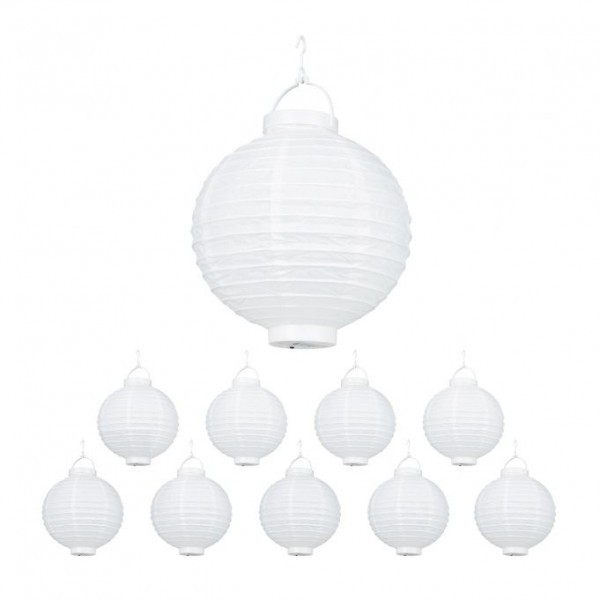 Relaxdays - LED Lampions weiß 10 Stück, Weiß