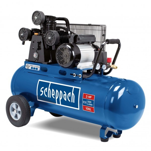 Scheppach - Kompressor HC550TC, 230V 10bar, 100L, 4PS, 550L/min Ansaugleistung, Fahrvorrichtung