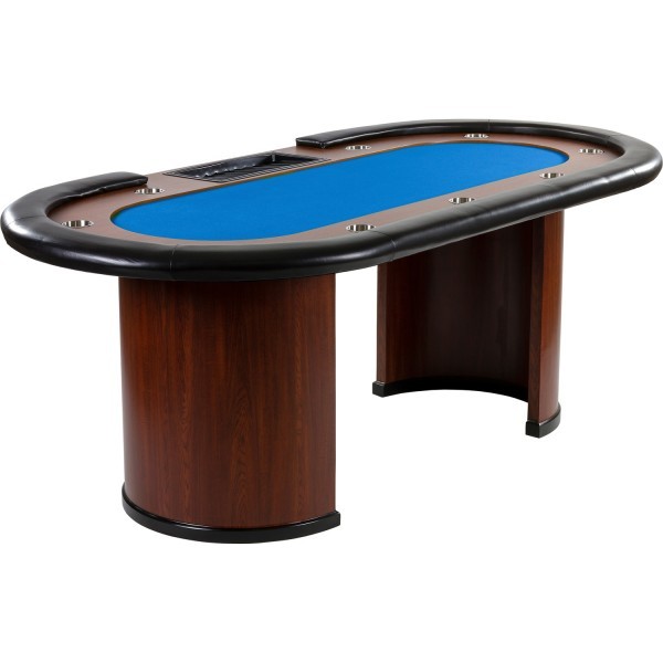 GAMES PLANET® - XXL Pokertisch BLAU ROYAL FLUSH, 213 x 106 x 75cm, Casino