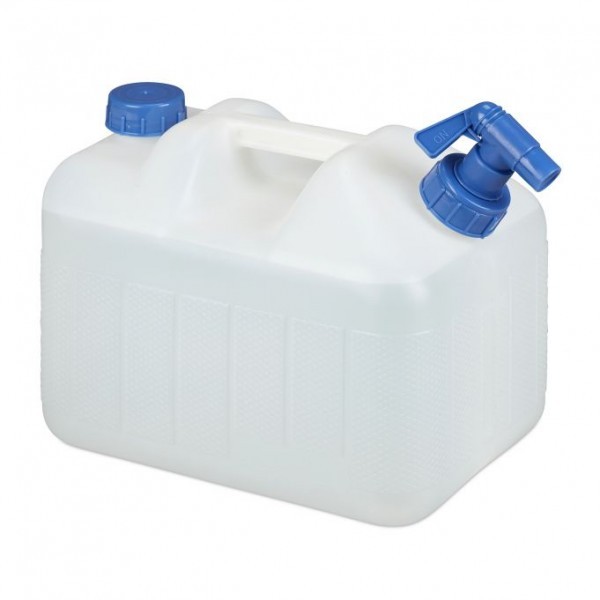 Relaxdays - Wasserkanister mit Hahn, 10 Liter, Blau/Weiß