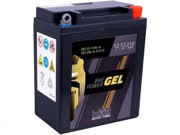 intAct GEL12-12AL-A (YB12AL-A), Motorradbatterie 12V 12Ah