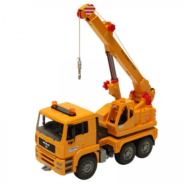 BRUDER Kinder Spielzeug MAN Kran-LKW kippbares Fahrerhaus orange M1:16 / 02754