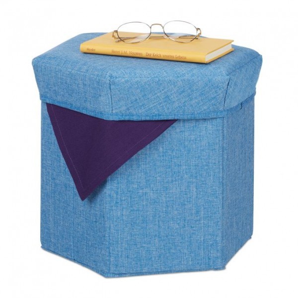 Relaxdays - Sitzhocker mit Stauraum, ca. 31 x 36 x 32 cm, Blau
